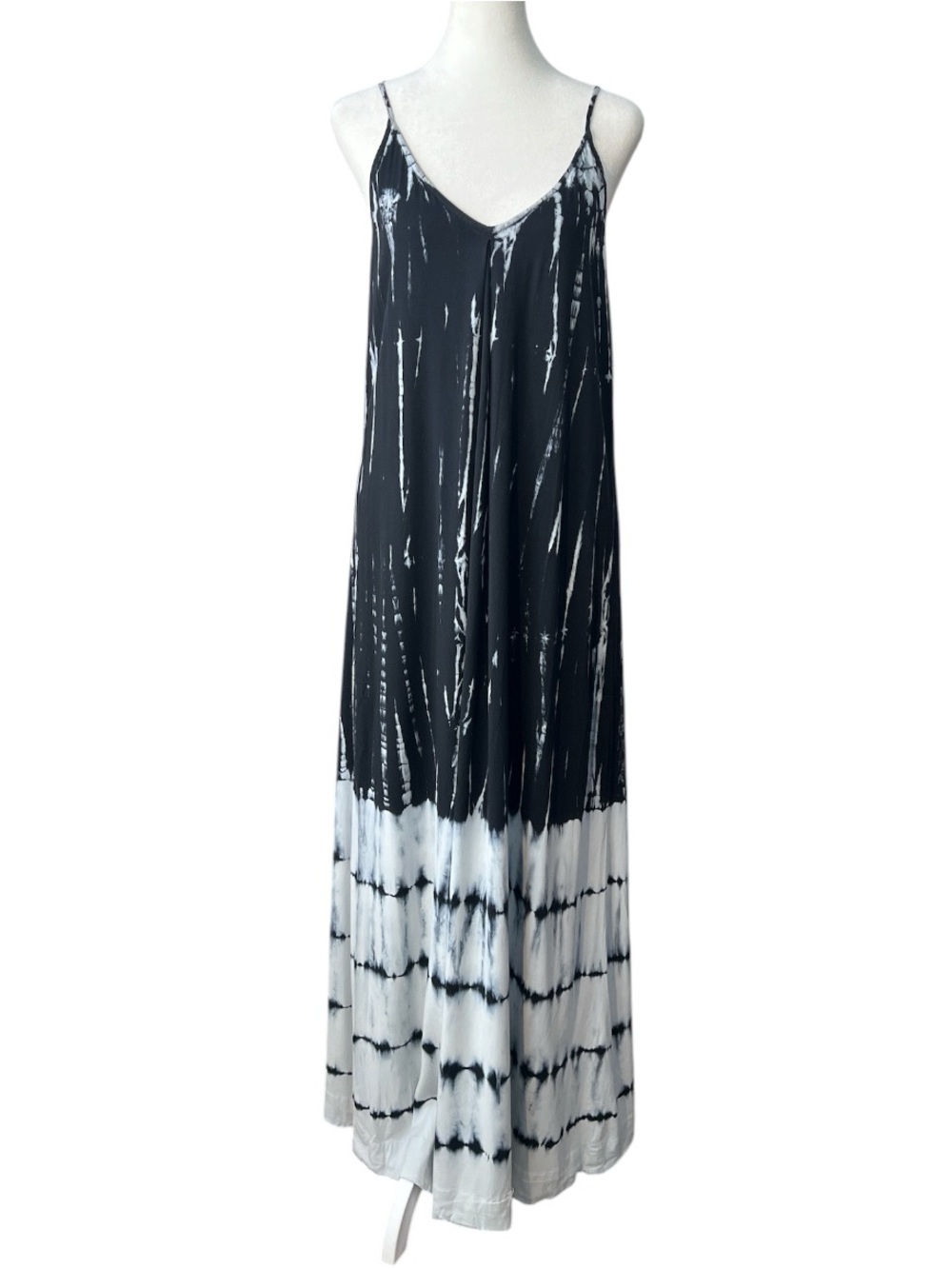 Michael Stars Black White Tie Dye Racerback Maxi Dress Small